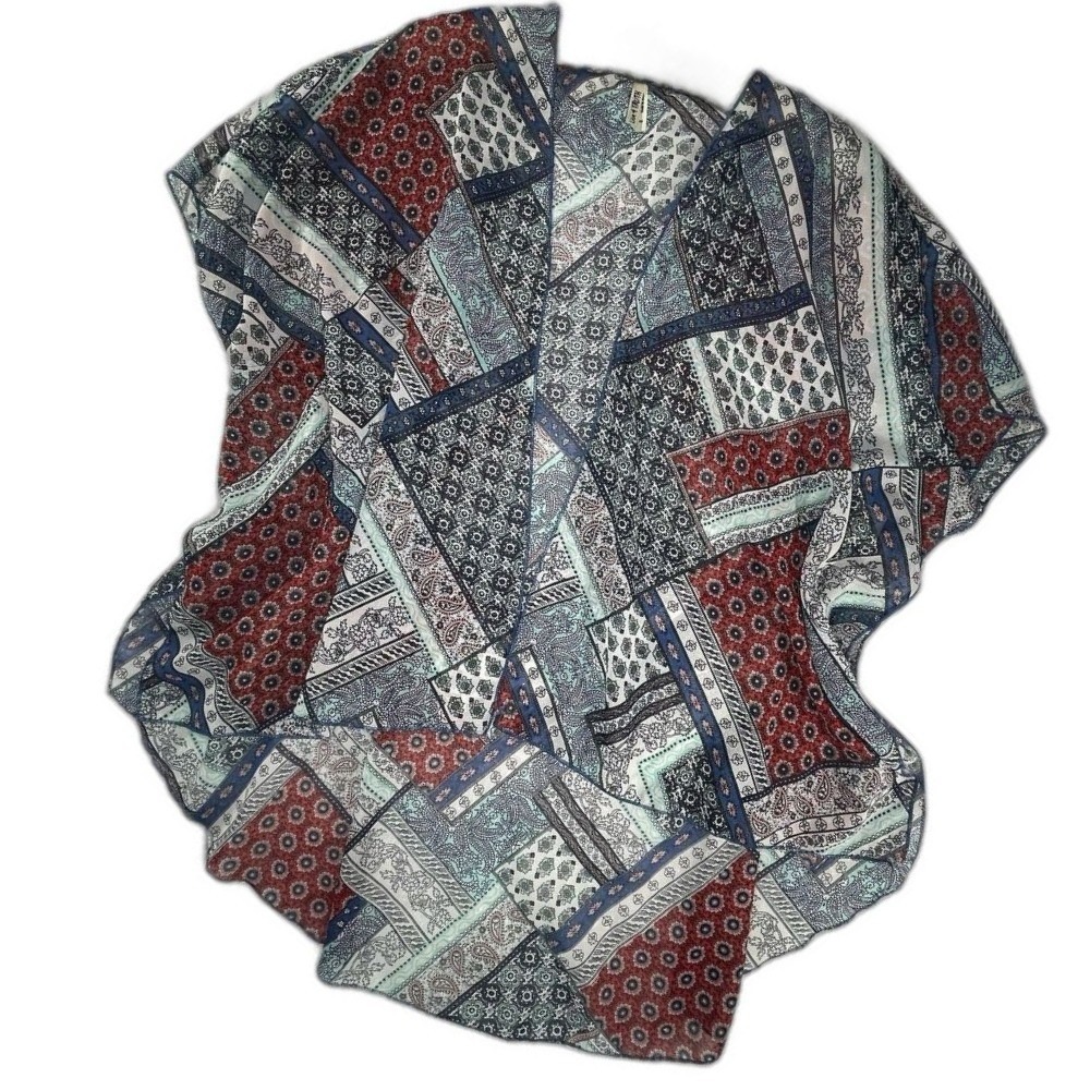 Patchwork Floral Boho Striped Kimono Chic Sheer Colorful Indie Folk Hippie Retro